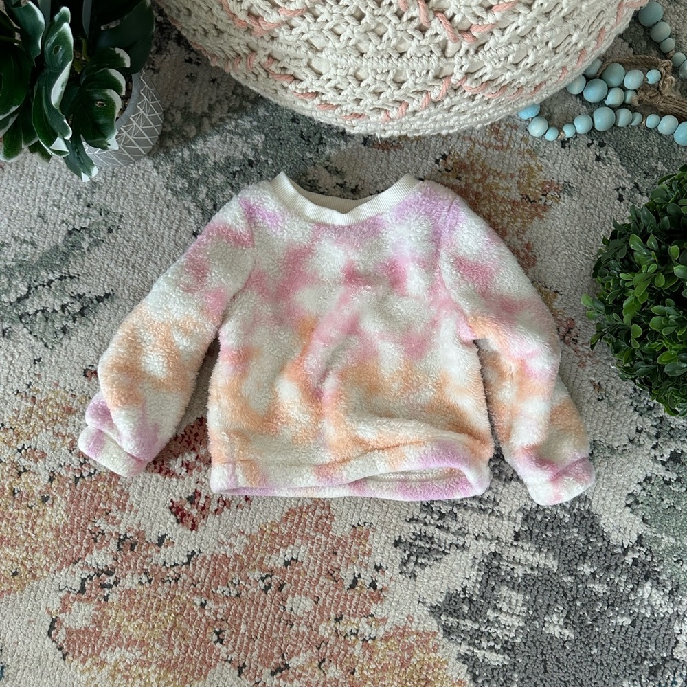 Cat & Jack Toddler Girls Sherpa Long Sleeve Pullover, Warm Tie Dye Size 2T - Picture 4 of 12